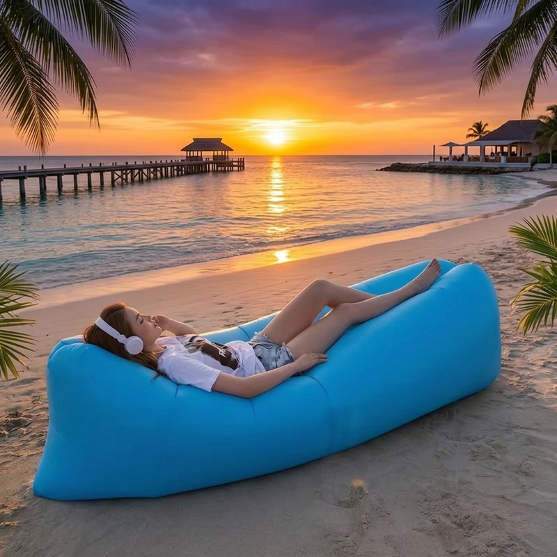 Pool Lounger Inflatable - Draagbare opblaasbare luchtbank, snel opblaasbare waterdichte