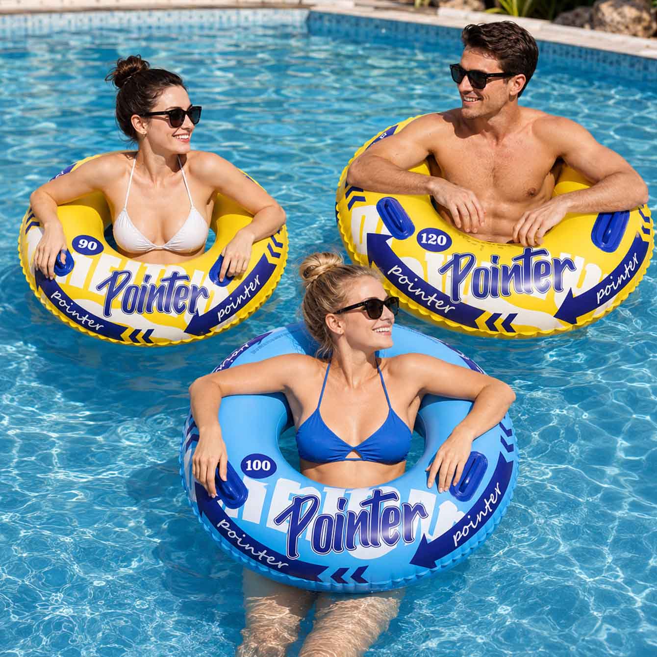 Pool Float Ring Inflatable - 1PC Opblaasbare Zwemring met Handgrepen 90/100/120