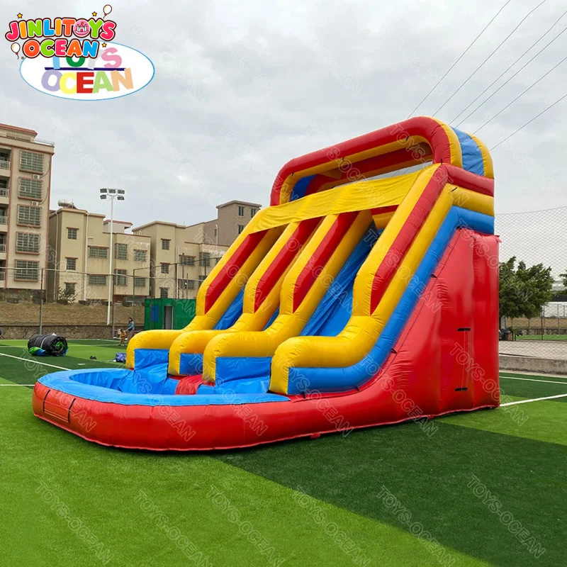 Rode Gele Blauwe Drievoudige B - Water Slide Inflatable recensie en prijs