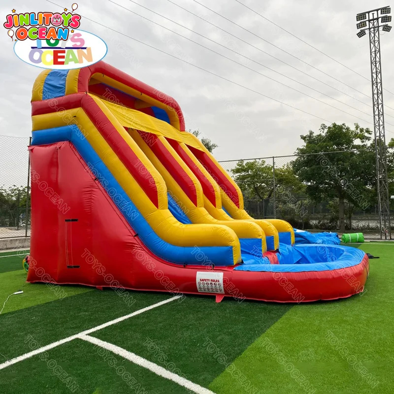 Rode Gele Blauwe Drievoudige B - Water Slide Inflatable recensie en prijs